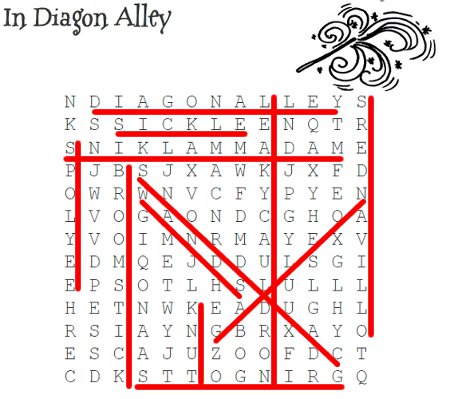 Diagon Alley Wordsearch Answer Key