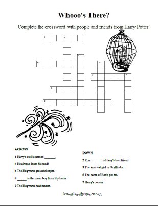 Harry and friends crossword puzzle