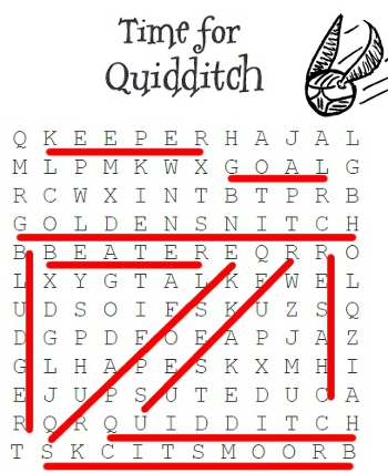 Quidditch Word Search Answer Key