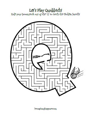 Q is for Quidditch Maze Free Printable