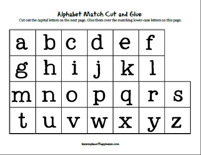 Fun Alphabet Match Cut and Glue for Pre-readers - Free Printable