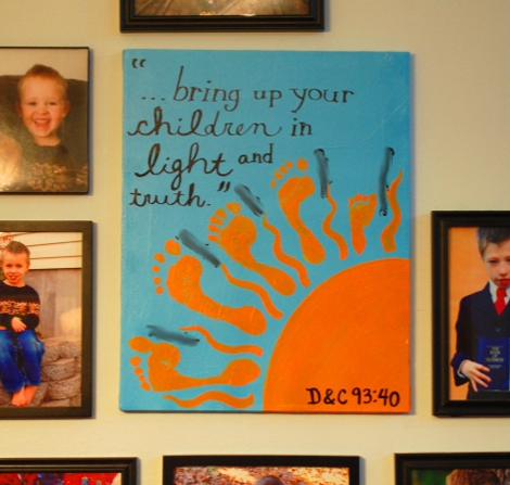 Bring up Your Children in Light and Truth - footprint painting D&C 93:40