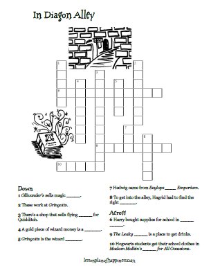 Harry Potter Diagon Alley Crossword Puzzle