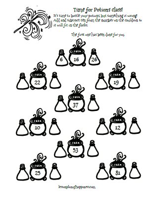 Potions: Ten More or Less (Harry Potter Math Worksheet)