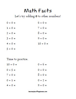 Math Facts: Practicing basic addition 0-10 free printable 11 pages