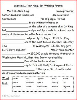 Martin Luther King Worksheet - Free Martin Luther King Mini-Unit Study