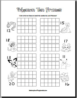 Pokemon Ten Frames Free Math Worksheet